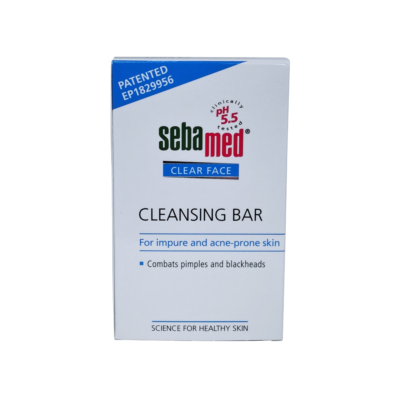 Product label for Sebamed Clear Face Cleansing Bar in English