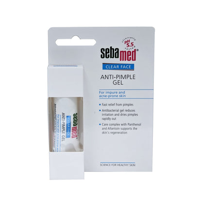 Product label for Sebamed Clear Face Anti-Pimple Gel