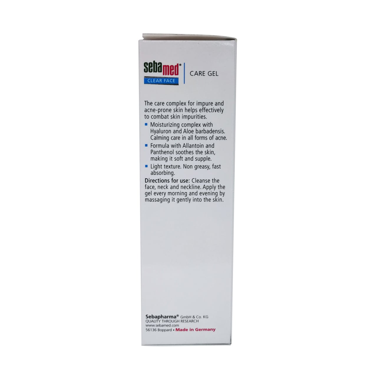 Product details and directions for Sebamed Clear Face Care Gel