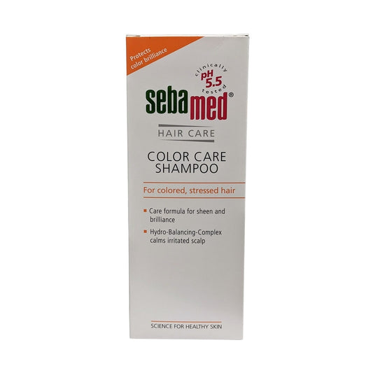 Product label for Sebamed Colour Care Shampoo (200 mL) in English