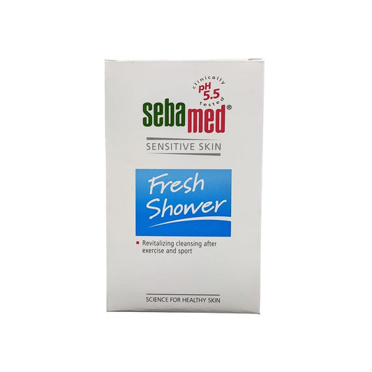 Product label for Sebamed Fresh Shower for Sensitive Skin (200 mL) in English