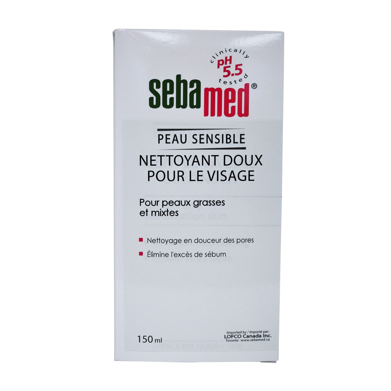 Product label for Sebamed Gentle Facial Cleanser in French