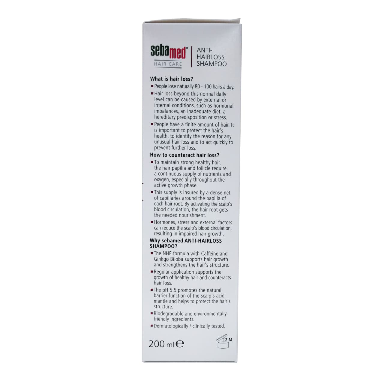Product and hair loss information for Sebamed Hair Care Anti-Hairloss Shampoo in English
