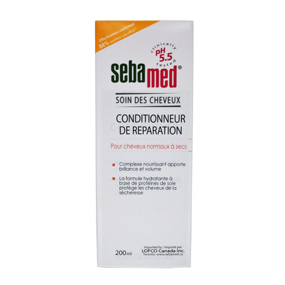 Product label for Sebamed Hair Care Repair Conditioner in French