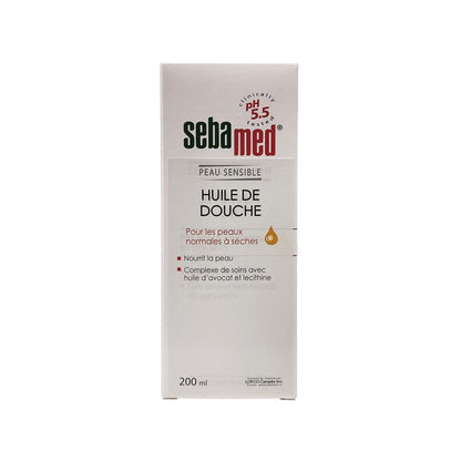 Product label for Sebamed Shower Oil for Sensitive Normal to Dry Skin (200 mL) in French