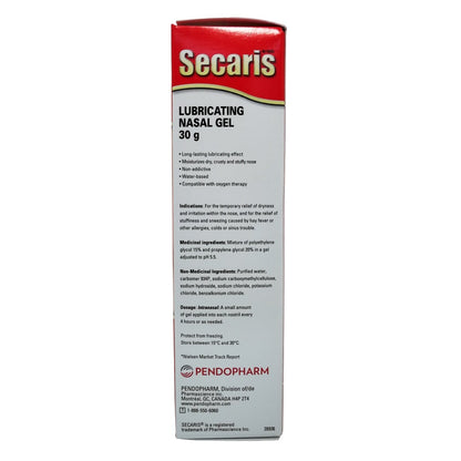Indications, ingredients, and dosage for Secaris Lubricating Nasal Gel (30g) in English