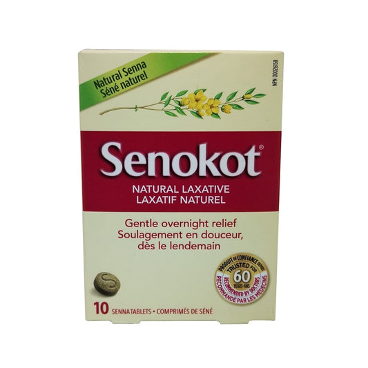Product label for Senokot Natural Laxative Tablets 10s