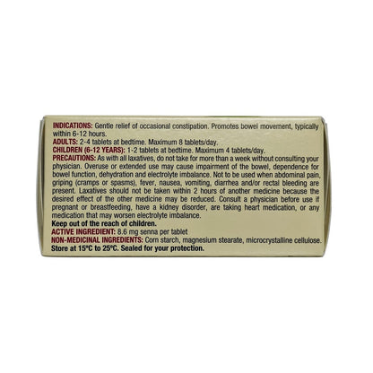 Indications, dose, precautions for Senokot Natural Laxative Tablets (30 tablets) in English