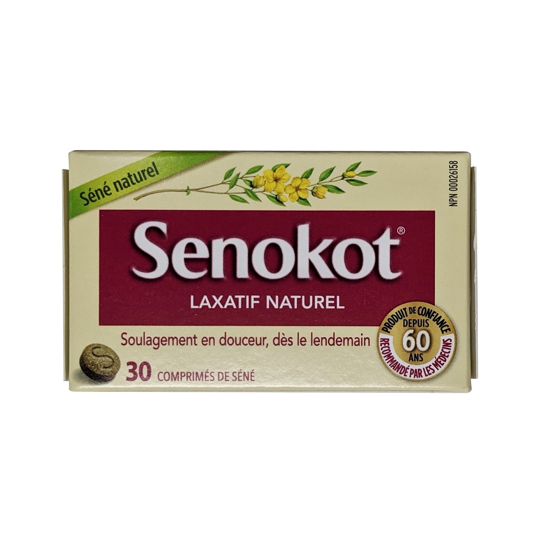 Product label for Senokot Natural Laxative Tablets (30 tablets) in French