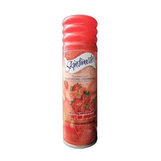 Product label for Schick Skintimate Moisturizing Shave Gel Strawberry Tangerine Twist (198 grams)