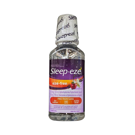 Product label for Sleep-eze Diphenhydramine Hydrochloride Liquid 50 mg / 30 mL (355 mL)