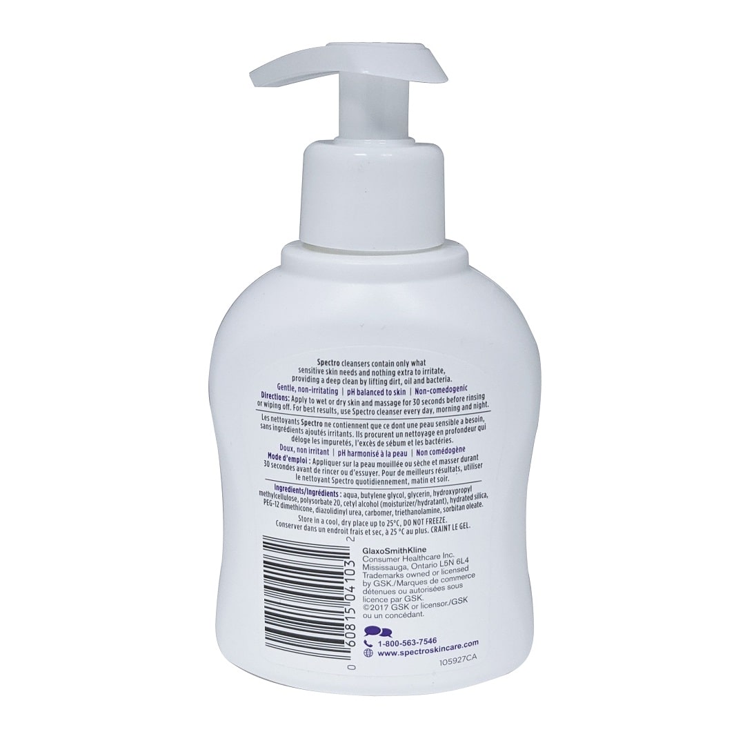 Ingredients and directions for Spectro Facial Cleanser for Blemish-Prone Skin 200 mL