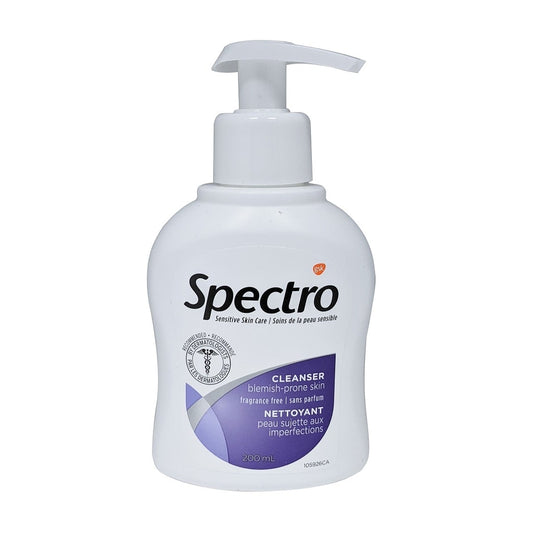 Product label for Spectro Facial Cleanser for Blemish-Prone Skin 200 mL