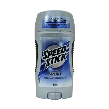 Product label for Speed Stick Sport Deodorant 24 Hour Odour Protection (85 grams)