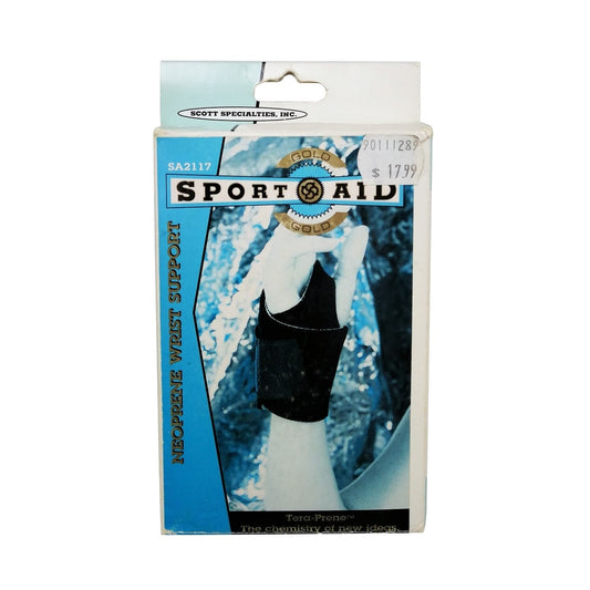 Product label for Sport-Aid Neoprene Wrist Support