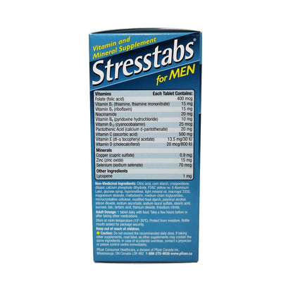 Ingredients, dosage, and caution for Stresstabs B-Complex Vitamins for Men (60 tablets) in English