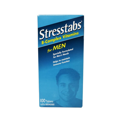 Product label for Stresstabs B-Complex Vitamins for Men (60 tablets) in English
