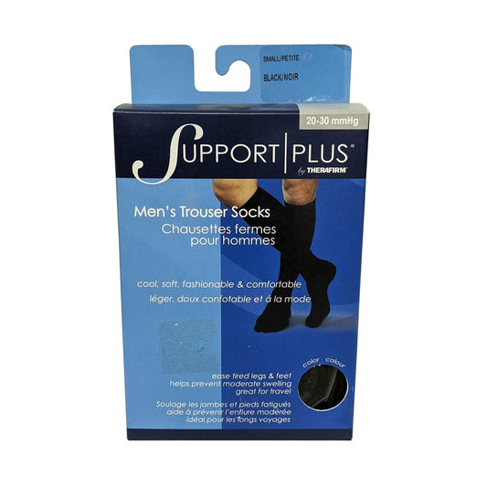 Support Plus by Therafirm 20-30 mmHg - Men's Trouser Socks / Black (Small)