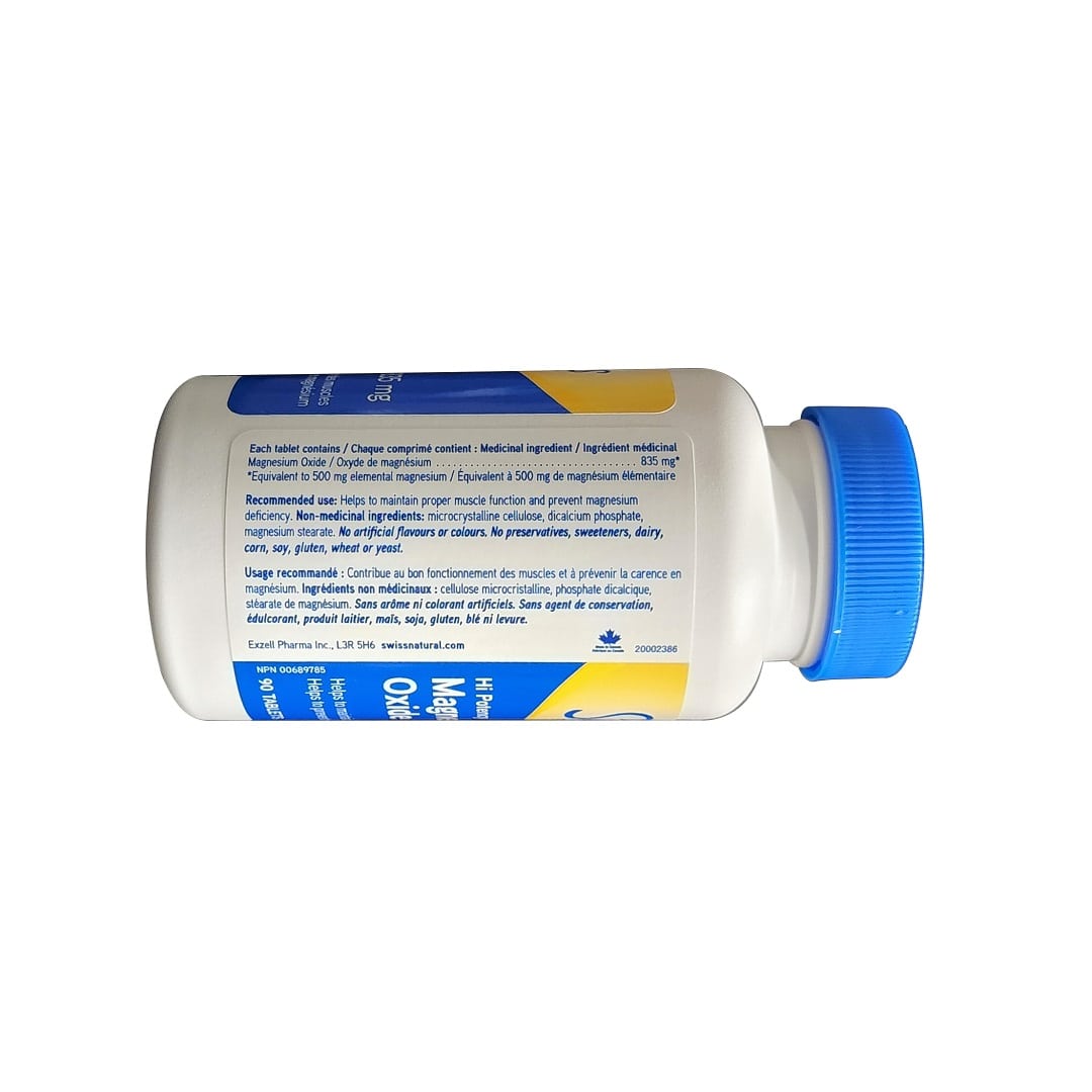 Ingredients and use for Swiss Natural Magnesium Oxide 835 mg (90 tablets)