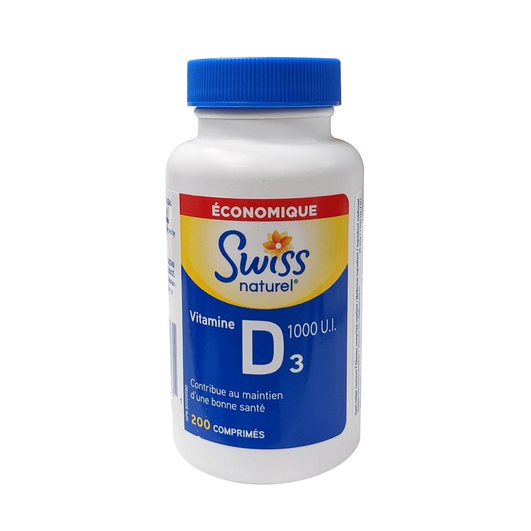 Product Label for Swiss Naturals Vitamin D3 1000 IU (200 tablets) in French