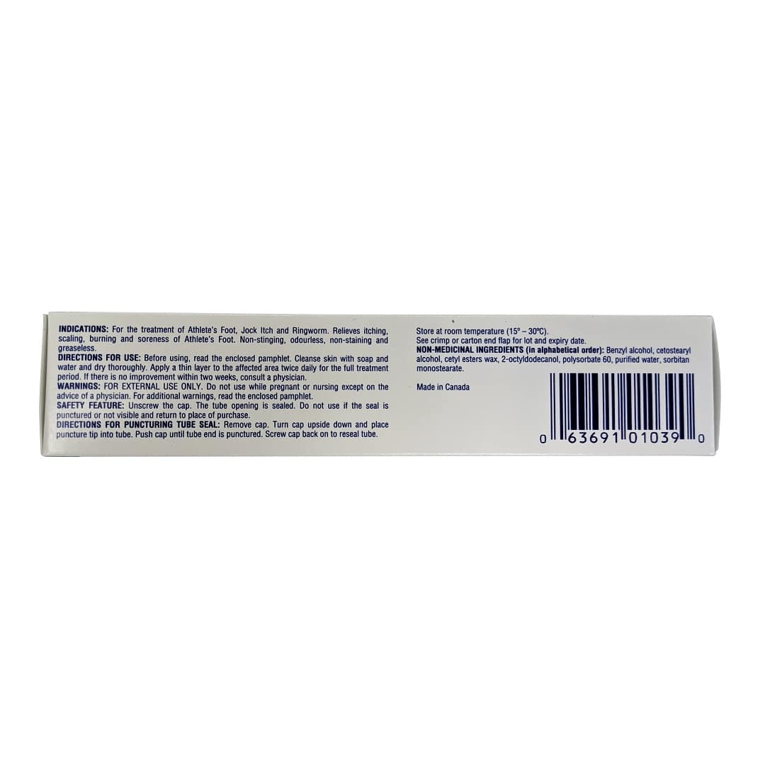 Indications, directions, and warnings for Taro Clotrimaderm Clotrimazole Cream USP 1% Antifungal Agent (20 grams) in English