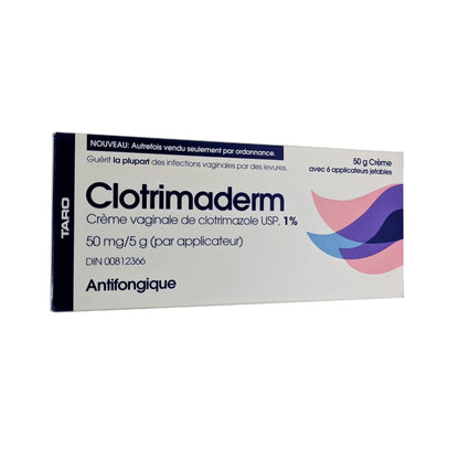Product label for Taro Clotrimaderm Vaginal Cream 1% in French
