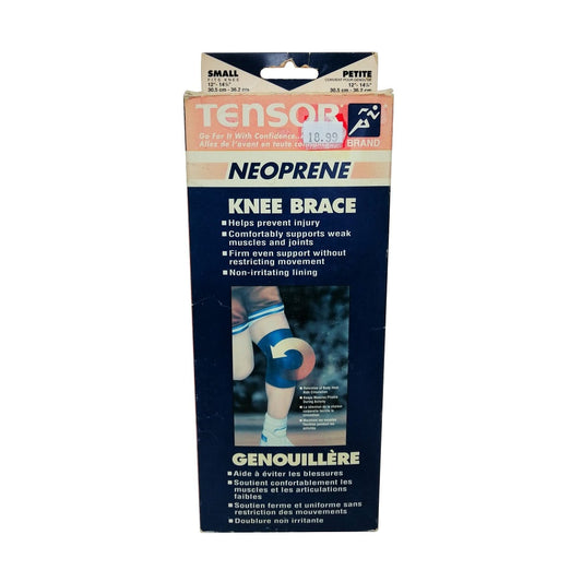 Product label for Tensor Neoprene Knee Brace (Small)
