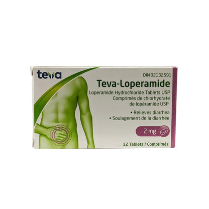 Product label for Teva-Loperamide 2mg (12 tablets)