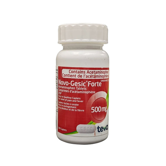 Product label for Teva Acetaminophen Extra Strength 500 mg (100 caplets)