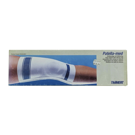 Product label for Thamërt Patella-med Knee Support with Silicone Ring (Medium)