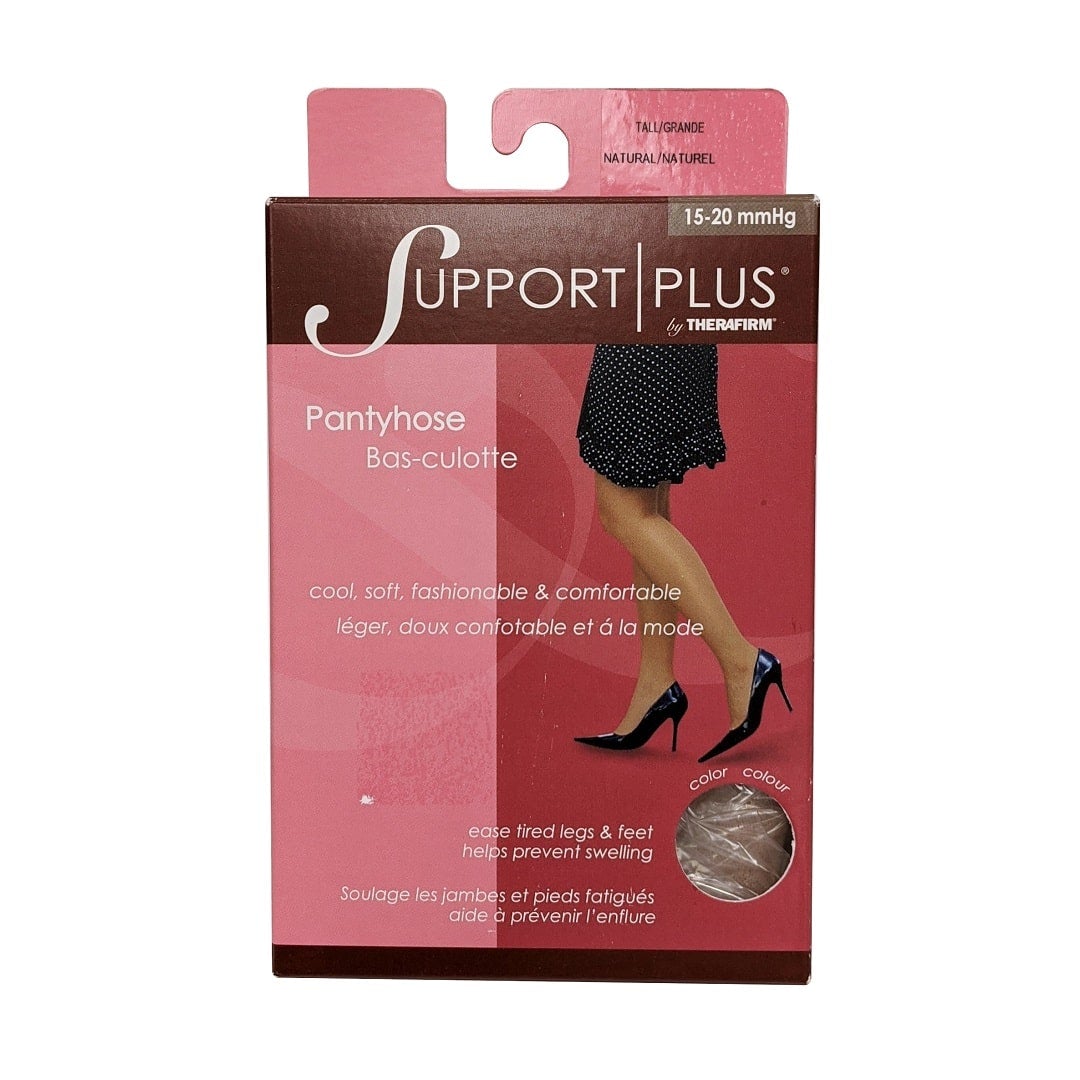 Product label for Support Plus by Therafirm 15-20 mmHg - Pantyhose / Natural (tall)