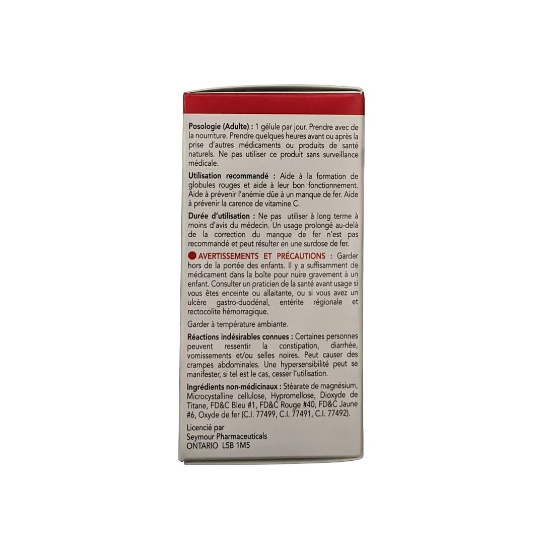 Dose, use, cautions, ingredients for Triferexx Ez Fer 150 mg Elemental Iron with 250 mg Vitamin C (30 Capsules) in French