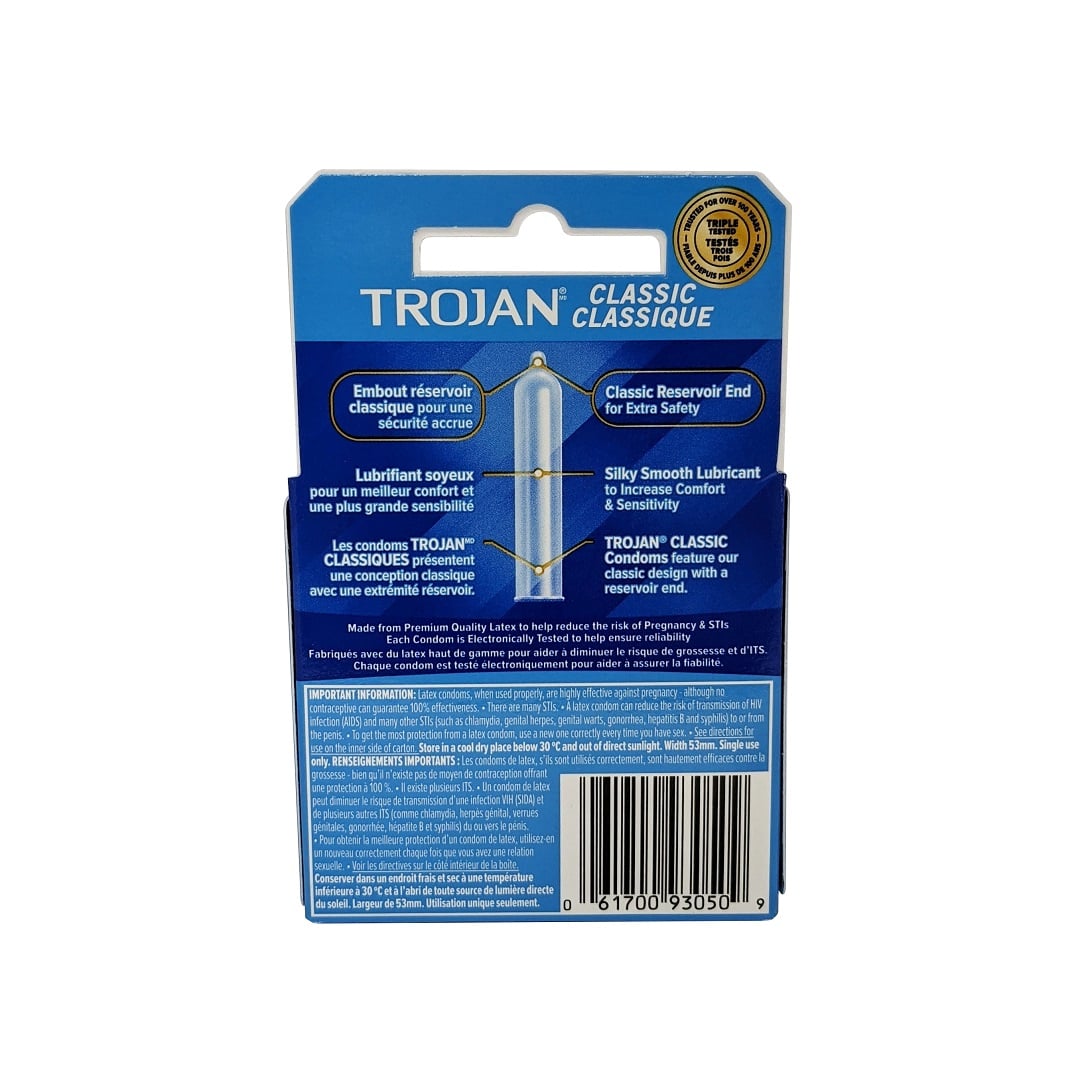 Description and features for Trojan Classic Lubricated Latex Condoms (3 count)