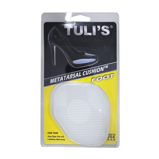 Product label for Tuli's Metatarsal Foot Cushion