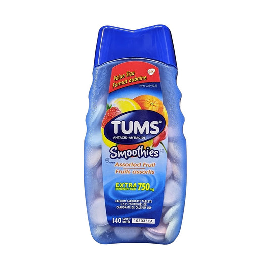 Tums Smoothies Extra Strength Antacid Tablets 750mg (Assorted Fruit Flavours) (140 tablets)