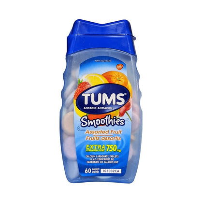 Tums Smoothies Extra Strength Antacid Tablets 750mg (Assorted Fruit Flavours) (60 tablets)