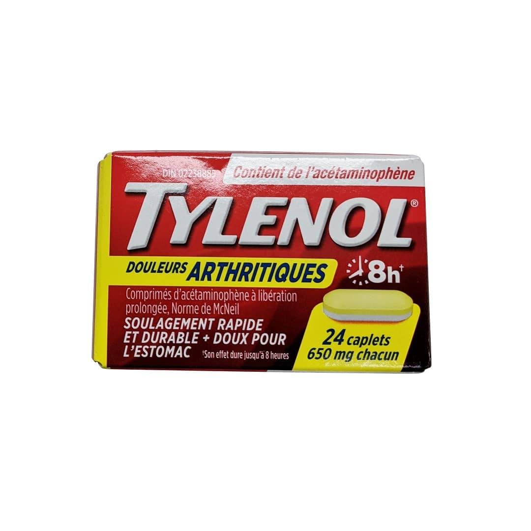 Product label for Tylenol Arthritis Pain Acetaminophen 650 mg (24 caplets) in French