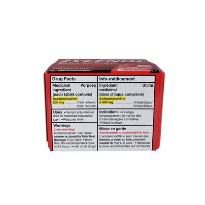 Ingredients, Uses, and Warnings for Tylenol Extra Strength Acetaminophen 500mg (50 eZ Tablets) 