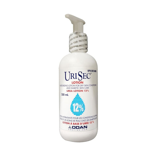 Product label for Urisec Moisturizing Lotion for Dry Skin and Diabetic Skin Care (250 mL)