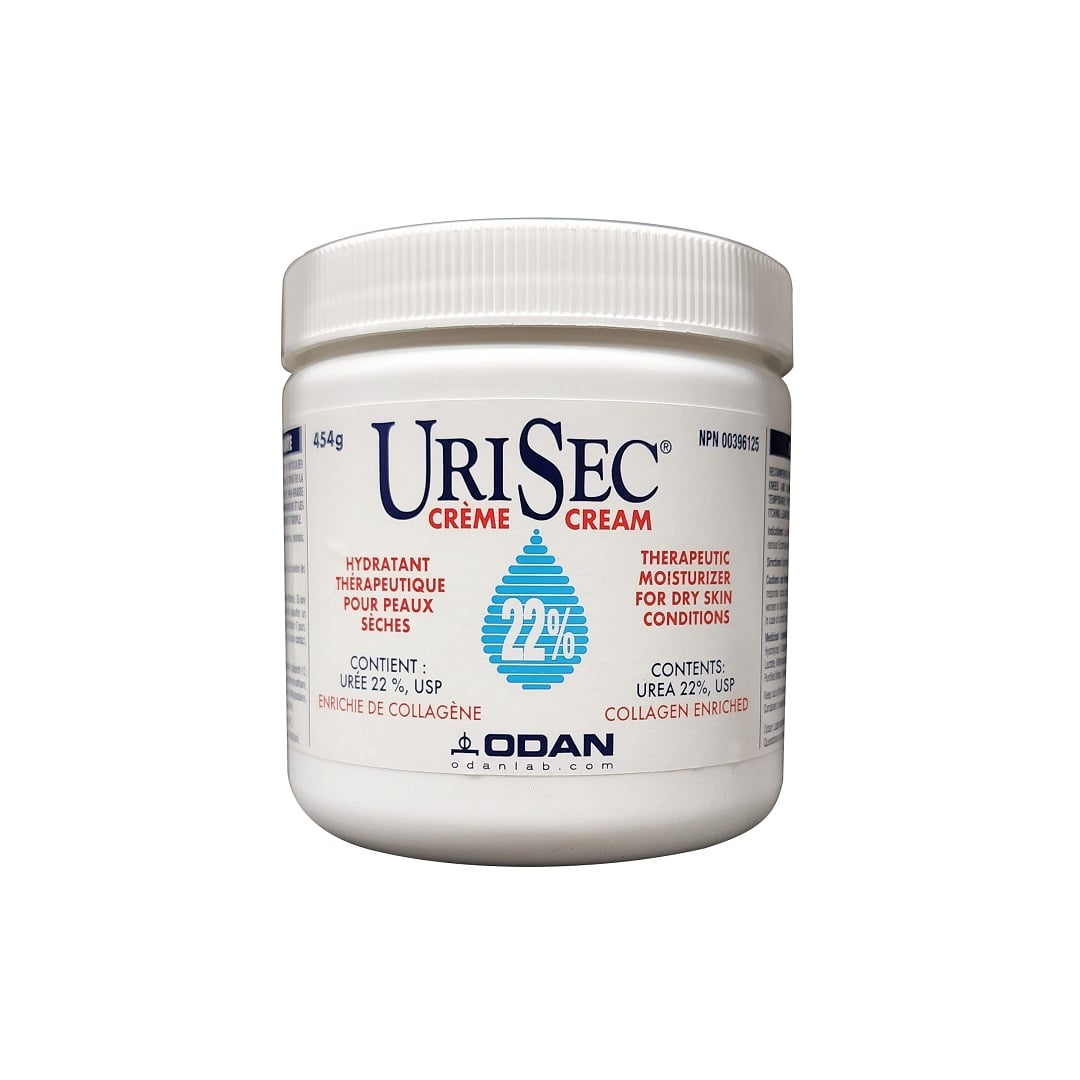Product label for Urisec Cream 22% Urea (454 grams)