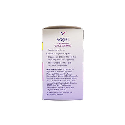 Description and ingredients for Vagisil Gentle & Calming Wipes (12 count)