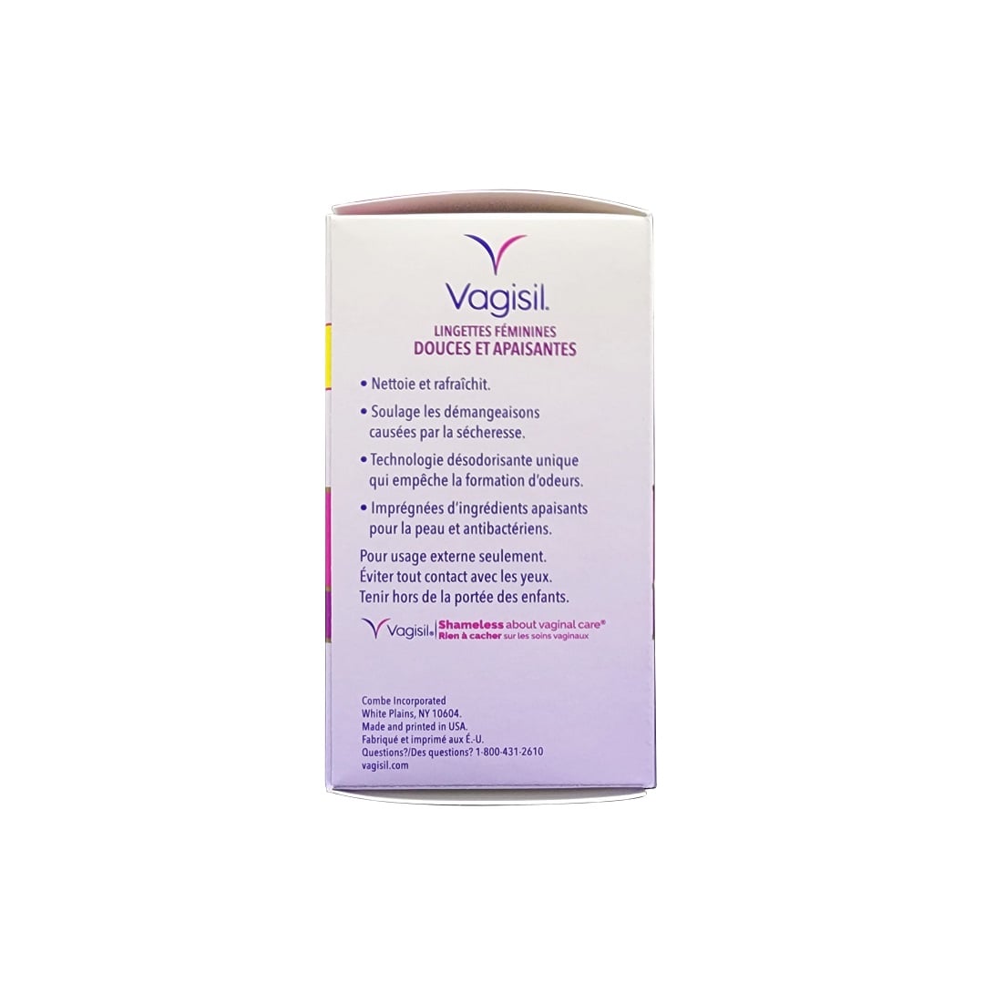 Features for Vagisil Gentle & Calming Wipes (12 count) in French