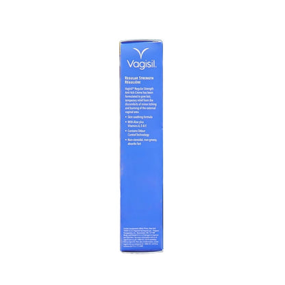 Description and features for Vagisil Regular Strength Anti-Itch Cream (30 grams) in English