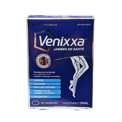 Product label for Venixxa for Healthy Legs Oral Treatment (30 tablets) in French