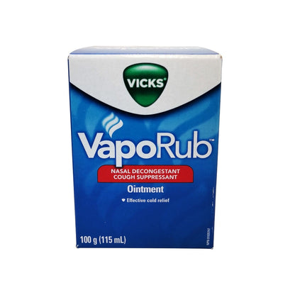 Product label for Vicks VapoRub Ointment 115 mL in English