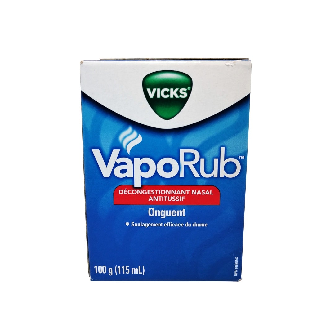 Product label for Vicks VapoRub Ointment 115 mL in French