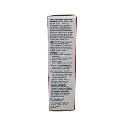 Directions, uses, cautions, and ingredients for Visine Red Eye Workplace Eye Drops (15 mL) in English