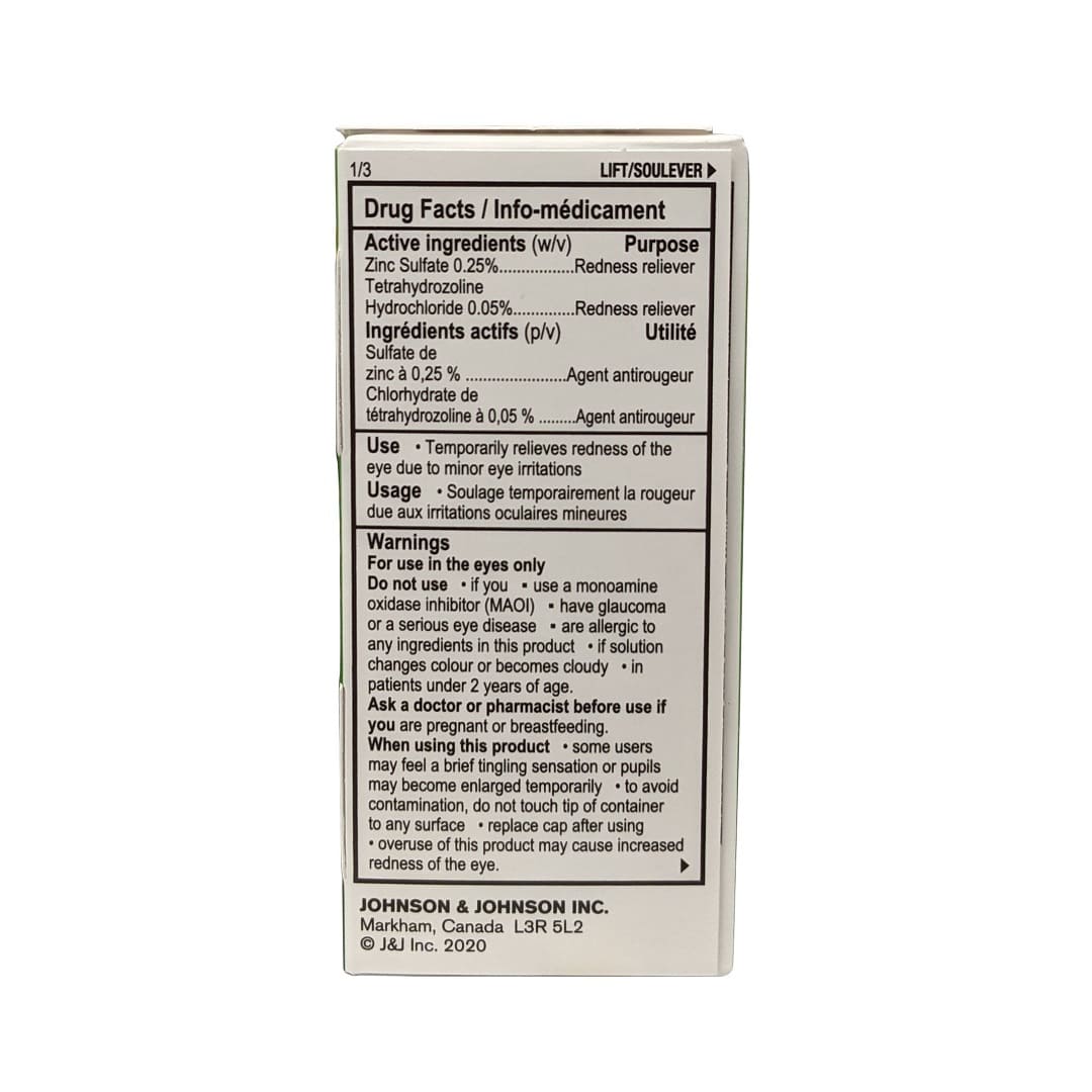 Ingredients, uses, and warnings for Visine for Allergy 3 Symptom Relief (15 mL)