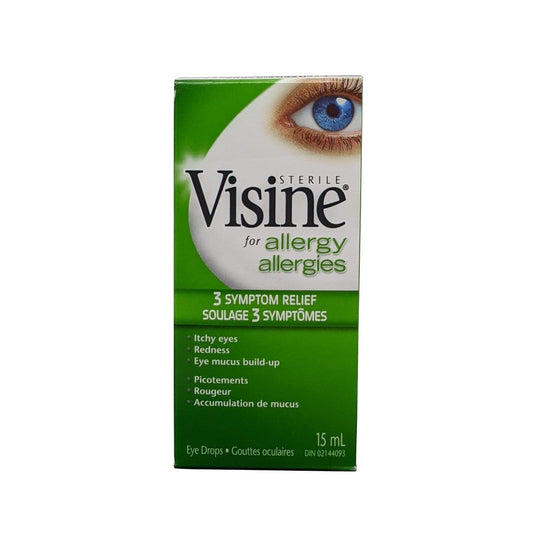 Product label for Visine for Allergy 3 Symptom Relief (15 mL)