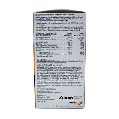 Product details, directions, ingredients, and warnings for Alcon Vitalux Advanced Plus Omega-3 Ocular Multivitamin in English